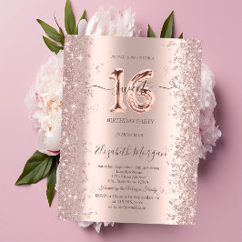 Convites Diamantes Brilho Rose Gold Doce 16