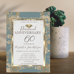 Convites Diamantes Damask Vintage Casamento Aniversário