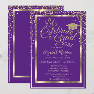 Convites Diamantes de Capelo de Formatura Violeta