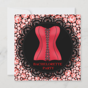 CONVITES DIAMANTES DE FESTA DE SOLTEIRA DO CORSET VERMELHO