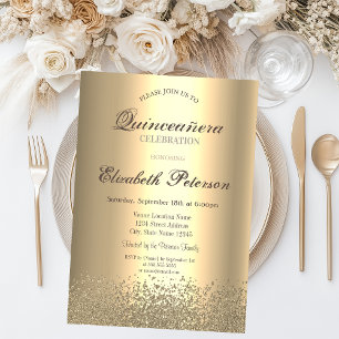 Convites Diamantes de Ouro Falso Modernos Quinceañera de Ou