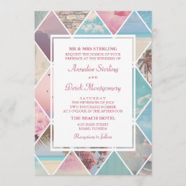 Convites Diamantes de Verão| Casamento de Praia Rosa e Azul
