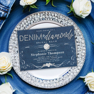 Convites Diamantes Denim Flourish Classy Bridal Bash Chá