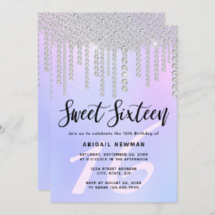 Convites Diamantes do pintinho moderno elegante pingam doce