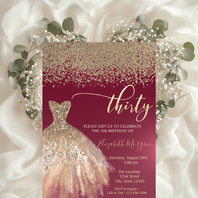 Convites Diamantes Dourados, aniversário de 30 anos de Borg (Criador carregado)