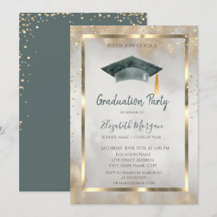 Convites Diamantes Dourados,Quadro,Graduação Dourada Boné d