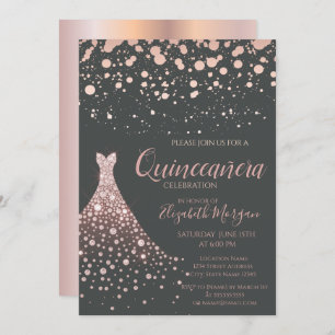 Convites Diamantes Elegantes Dourados Vestidos Quinceañera