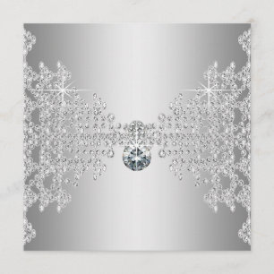 Convites Diamantes Elegantes e Casamento prateado