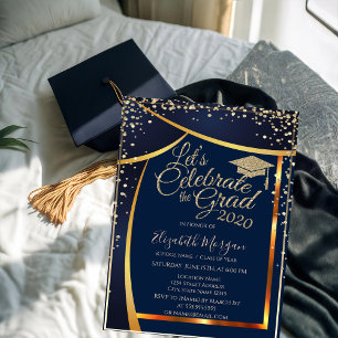 Convites Diamantes Elegantes para Touca de Formatura Azul M
