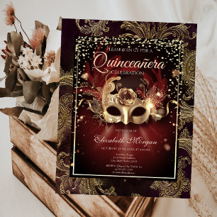 Convites Diamantes Floral Damask Mascarada Quinceañera