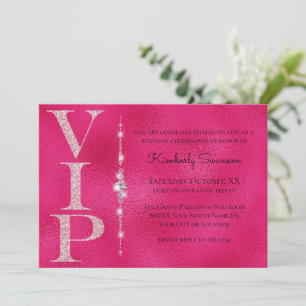 Convites Diamantes Glamourosos Brilho Rosa Quente Festa VIP