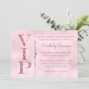 Convites Diamantes Glamourosos Festa VIP Brilho Rosa
