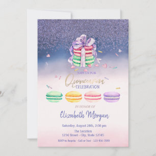 Convites Diamantes, Macarons Franceses Ombre Festa de Quinc