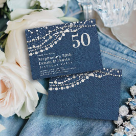Convites Diamantes Pearls Denim Elegant Classy 50º Aniversá