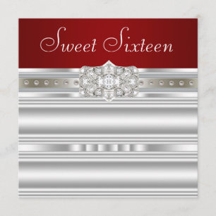 Convites Diamantes Pérolas Rubi Vermelho Doze Anos Aniversá