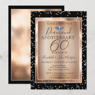 Convites Diamantes Prateados, Aniversário de Casamento em O