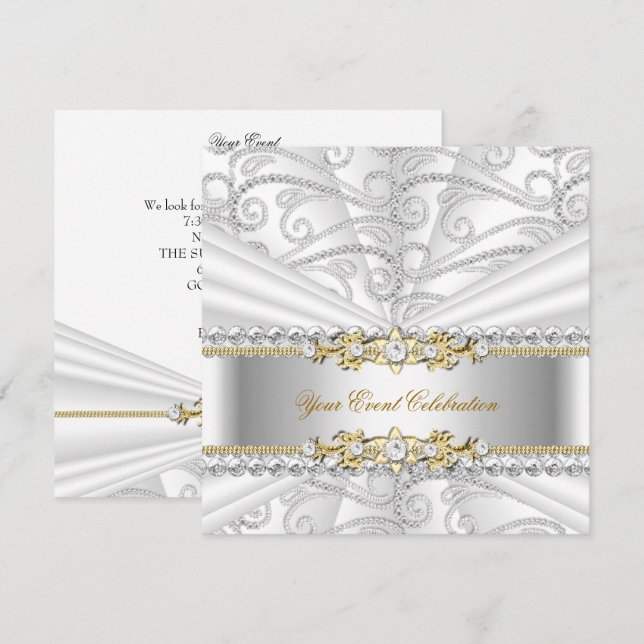 Convites Diamantes Prateados Bolsa mensageifesta de anivers (Frente/Verso)