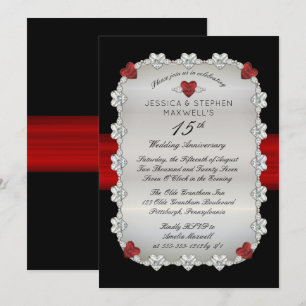 Convites Diamantes Rubis Vermelho 15º Aniversário de Casame