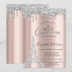 Convites Diamantes Torre Eiffel, Pingentes Prata Quinceañer
