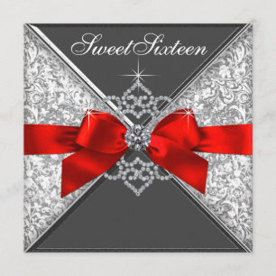 Convites Diamantes Vermelhos e Pretos Festa de Aniversário 