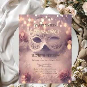 Convites Diamantes White Masque Rosa Dourado Sweet 16