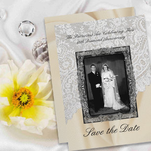 Convites Diamond 60º Aniversário de Casamento Salvar a Data