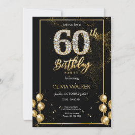 Convites Diamond Black e Dourado Birday