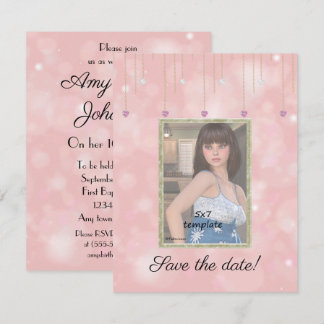 Convites Diamond Chains Glitter Sweet 16 Foto