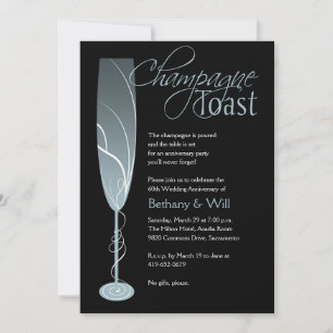 Convites Diamond Champagne Toast Invent Blue