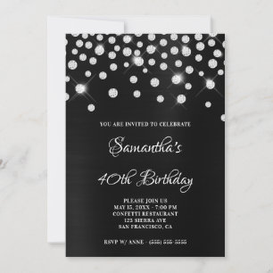 Convites Diamond Confetti Black Satin Foil Ombre