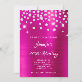 Convites Diamond Confetti Bright Pink Satin Foil Ombre