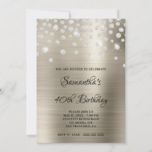 Convites Diamond Confetti Platinum Satin Foil Ombre