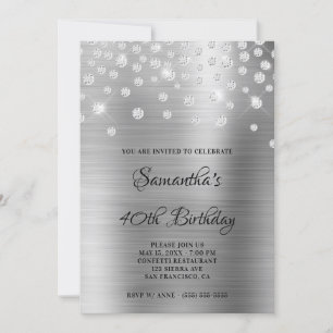Convites Diamond Confetti Silver Satin Foil Ombre