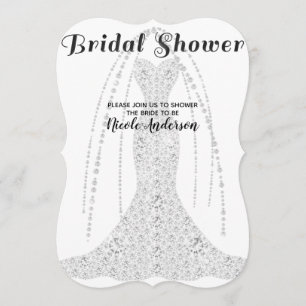 Convites Diamond Dress Branco QUALQUER Chá de panela de Glâ