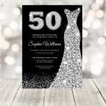 Convites Diamond Dress Womans 50th Festa de aniversário Bla<br><div class="desc">Diamond Dress Womans 50ª Festa de aniversário Black Invitation Variations para o convite e itens correspondentes em nossa loja</div>