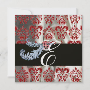 CONVITES DIAMOND FEATHER RED WHITE ICE SILK MONOGRAM