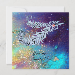 Convites DIAMOND FEATHERS , brilhos de ouro azul