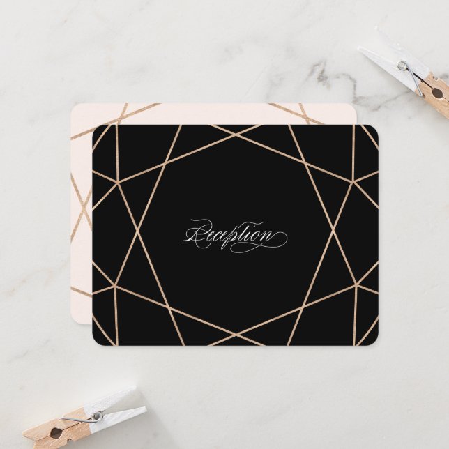 Convites Diamond Gemstone - Recepção de casamento Geométric (Frente/Verso In Situ)