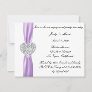 Convites Diamond Heart Festa de noivado Invitation