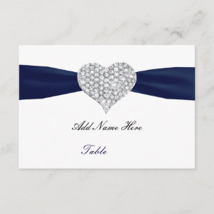 Convites Diamond Heart Marinho Blue Wedding Mesa Place Card
