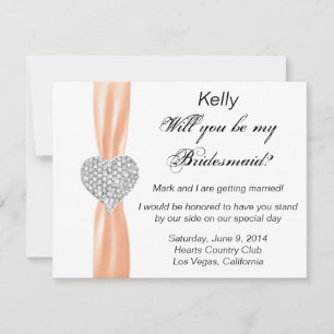 Convites Diamond Heart Orange Wedding Bridesmaid Card