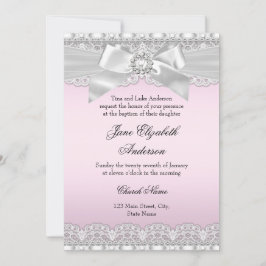 Convites Diamond Lace Arco Pink Baptism Invite