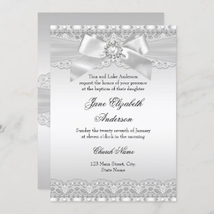 Convites Diamond Lace & Arco Silver Baptism Convide