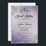 Convites Diamond Lace Sparkle Purple Silver Swedezesseis<br><div class="desc">Mais elegantes 16 convites na Loja Little Bayleigh</div>