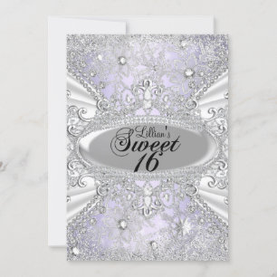 Convites Diamond Snowflake Purple Winter Wonderland Sweet16