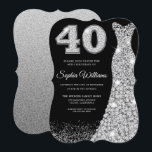 Convites Diamond Sparkle aniversário de 40 anos do partido<br><div class="desc">Diamond Sparkle Dress aniversário de 40 anos do Partido Negra Variações de Convite para o convite e itens correspondentes na nossa loja</div>