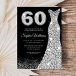 Convites Diamond Sparkle Dress Silver 60ª Festa de aniversá<br><div class="desc">Diamond Silver Sparkle Dress Black 60ª Variações de Convite de aniversário para o convite e itens correspondentes na nossa loja</div>