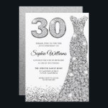 Convites Diamond Sparkle Glitter aniversário de 30 anos<br><div class="desc">Diamond Silver Sparkle Glitter aniversário de 30 anos Variações do Convite de festas do  de Vestido para o convite e itens correspondentes em nossa loja</div>