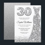 Convites Diamond Sparkle Glitter aniversário de 30 anos<br><div class="desc">Diamond Silver Sparkle Glitter aniversário de 30 anos Variações do Convite de festas do  de Vestido para o convite e itens correspondentes em nossa loja</div>