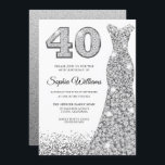 Convites Diamond Sparkle Glitter aniversário de 40 anos<br><div class="desc">Variações de aniversário de 40 anos de Convite de festas do Diamond Sparkle Glitter Dress para o convite e itens correspondentes na nossa loja</div>